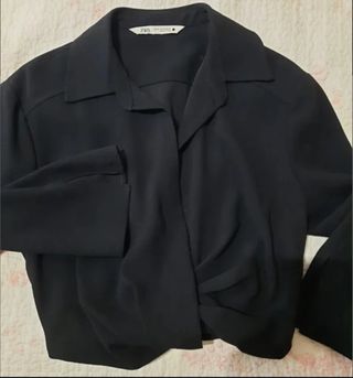 Blusa Zara Negra Manga Larga