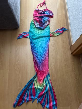 Bañador cola de sirena arcoíris niña