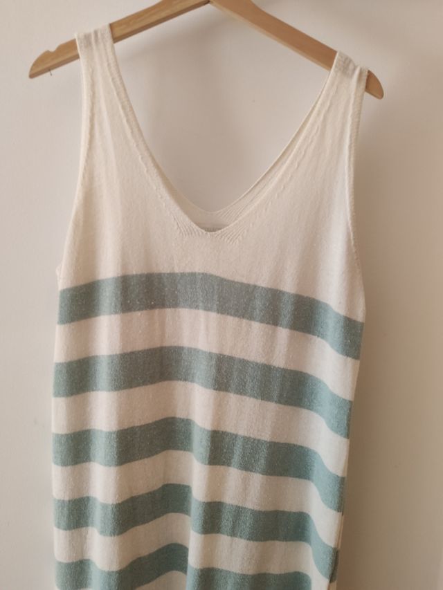 Conjunto de punto beige y verde