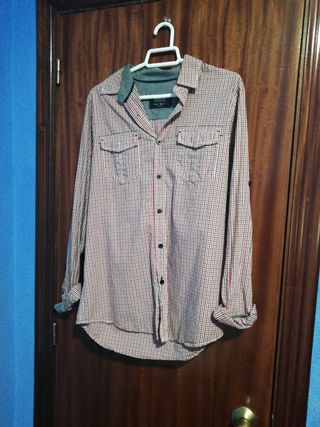 Camisa Pull&Bear cuadros roja Talla S