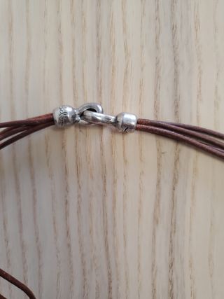 Collar Uno de 50 cuero marrón y plata