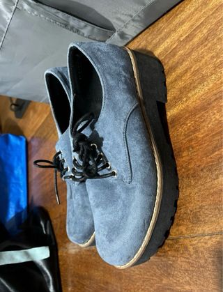 Zapatos de ante azul con plataforma