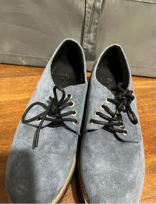 Zapatos de ante azul con plataforma