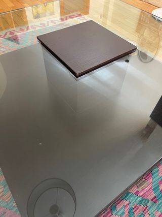 Mesa de centro cristal y madera