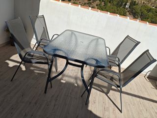 Conjunto Mesa y 4 Sillones Terraza
