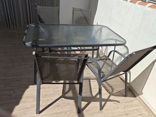 Conjunto Mesa y 4 Sillones Terraza