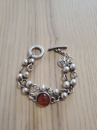 Pulsera Uno de 50 Plata con Piedra Ámbar
