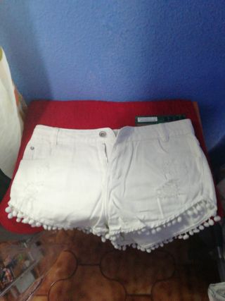 Pantalón corto vaquero blanco mujer