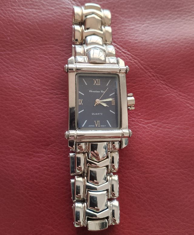 Reloj Christian Gar Cuarzo Negro y Plateado