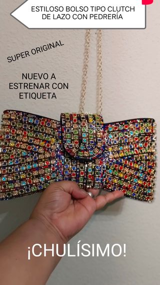 Bolso Clutch Lazo Pedrería Fiesta