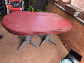 Regalo Mesa de pino extensible roja y gris
