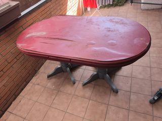 Regalo Mesa de pino extensible roja y gris