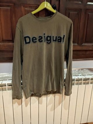 Camiseta Desigual, manga larga, verde, hombre, tal