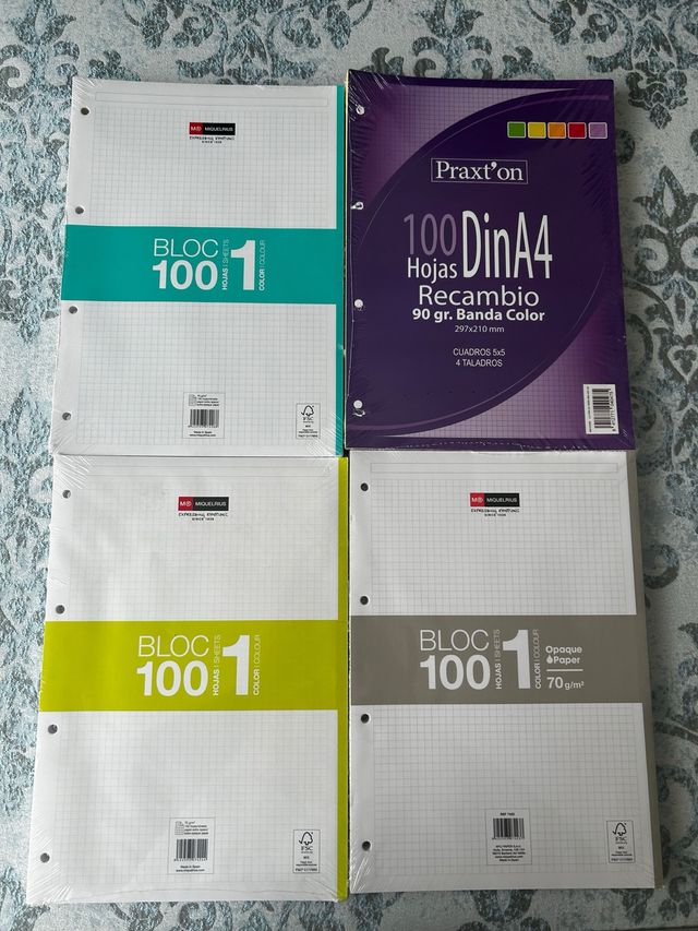 Hojas de recambio A4 sin usar