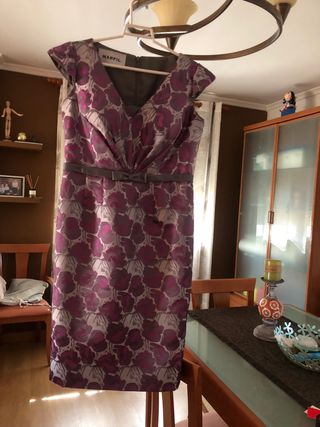 Traje MARFIL morado y gris,de fiesta