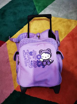 Mochila Hello Kitty con ruedas morada