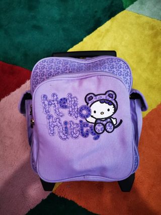 Mochila Hello Kitty con ruedas morada
