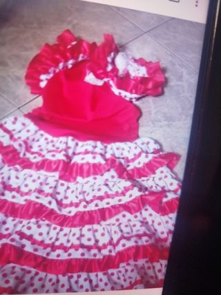 Traje de niña gitana rosa y rojo