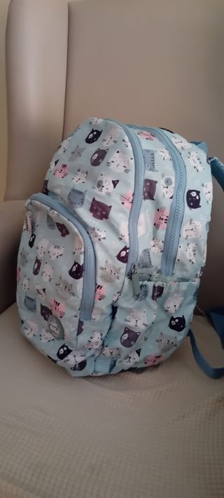 Mochila escolar con estampado de gatos
