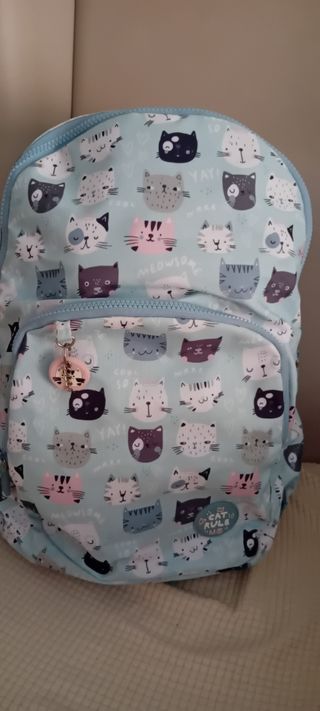 Mochila escolar con estampado de gatos
