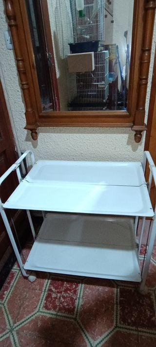 Carro auxiliar blanco  metal vintage