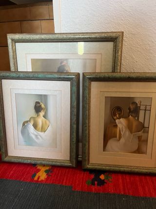 Lote 3 cuadros decorativos antiguos