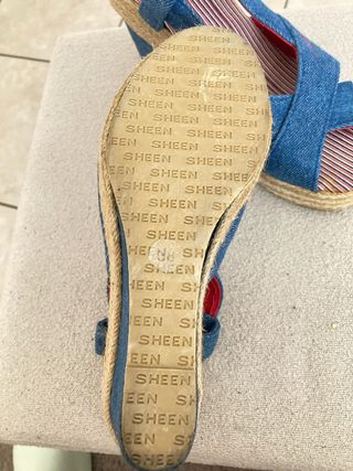 Sandali zeppa in denim stile marinaro