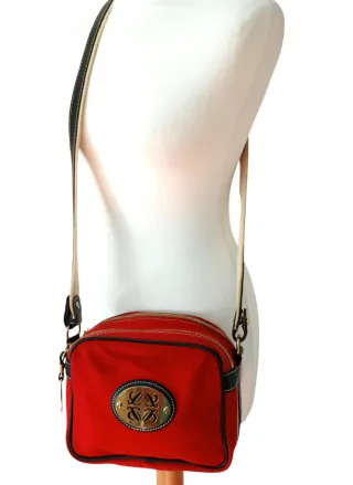 Bandolera Loewe Lona Roja Vintage