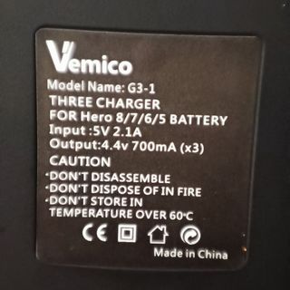 Nuove batterie Vemico inutilizzate per GoPro 5,6,7