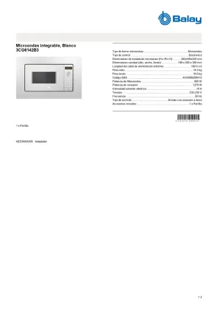 Frigorifero Balay Forno a microonde - Bianco