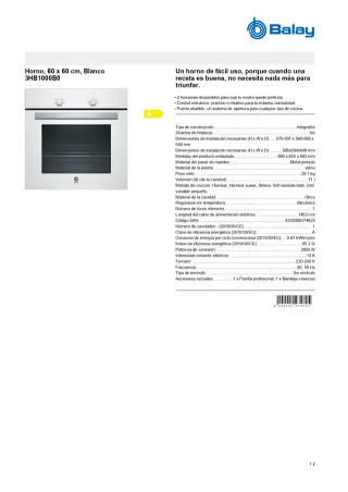 Frigorifero Balay Forno a microonde - Bianco
