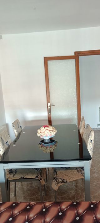 Mesa de comedor extensible cristal y metal