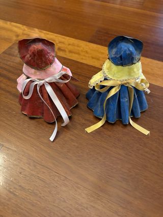 Coppia bambole artigianali in cartapesta