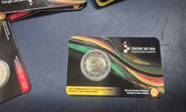 2 Tarjetas Moneda Bélgica 2025 Spa-Francorchamps