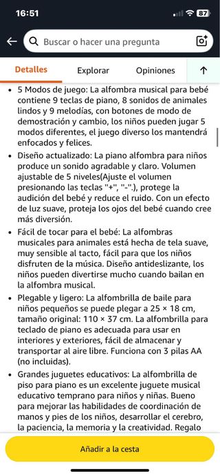 Alfombra musical para bebés