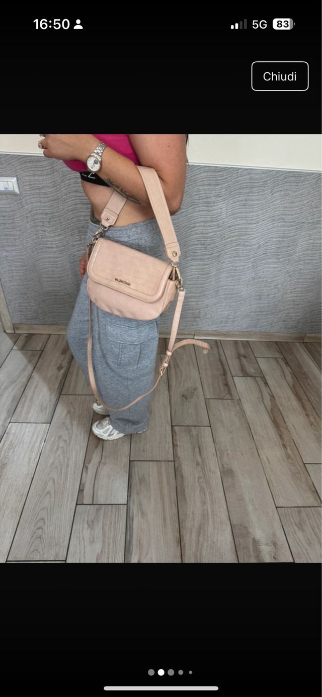 Borsa tracolla Valentino beige/rosa