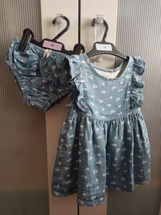 Conjunto vestido y braguita bebé floral nuevo