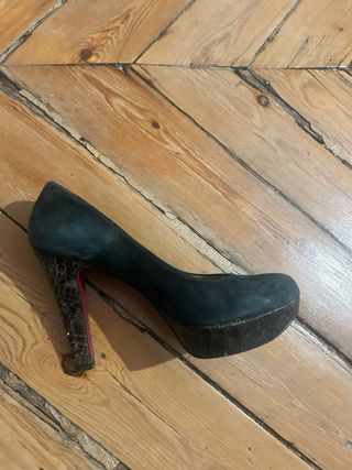 Zapato de tacón mujer verde azulado