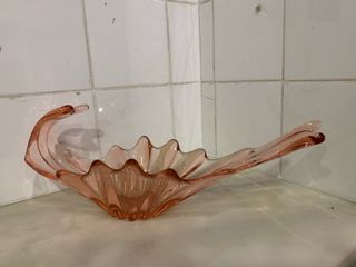 Pequeño centro de mesa vidrio vintage rosa