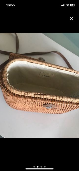 Sandalias cuña esparto Oysho + bolso