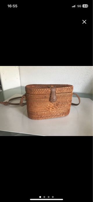 Sandalias cuña esparto Oysho + bolso