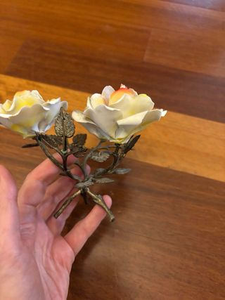 Trancio Rose porcellana Capodimonte e ferro battut