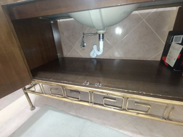 Lavabo Mobile in Legno Massello e Ferro Battuto 