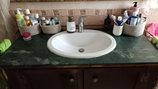 Lavabo Mobile in Legno Massello e Ferro Battuto 