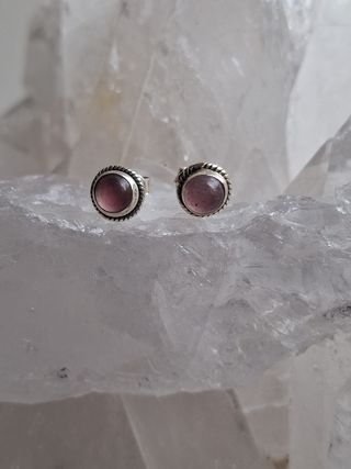 Pendientes de Cuarzo Rosa en Plata de Ley