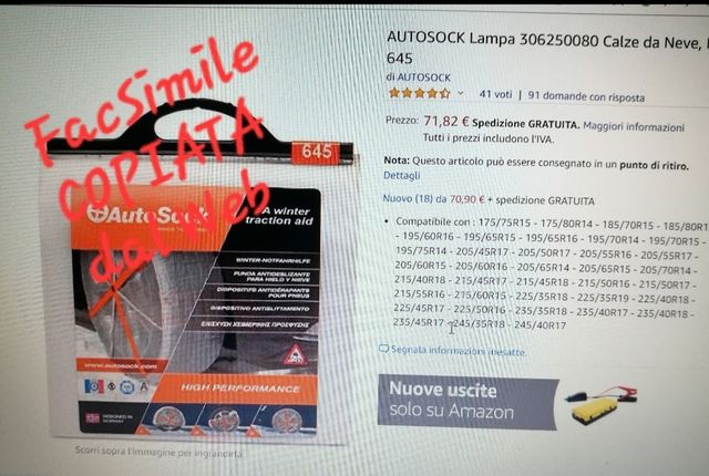 Calze da neve per pneumatici (antislittamento)