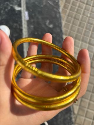 3 pulseras de pan de oro