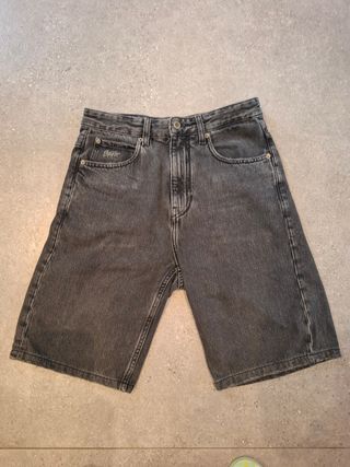 Pantalones Vaqueros Cortos Gris Oscuro Chico
