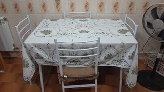 Juego mesa comedor tubo blanco