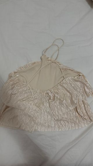 Top corto fiesta rosa seda